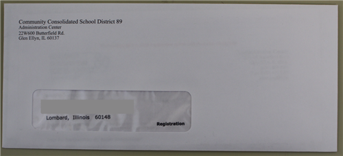 Registration envelope